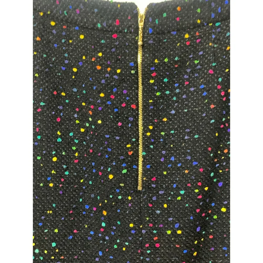 Kate Spade Black Wool Blend Tweed Pencil Skirt‎ Multi Color Pop Speckle sz 10